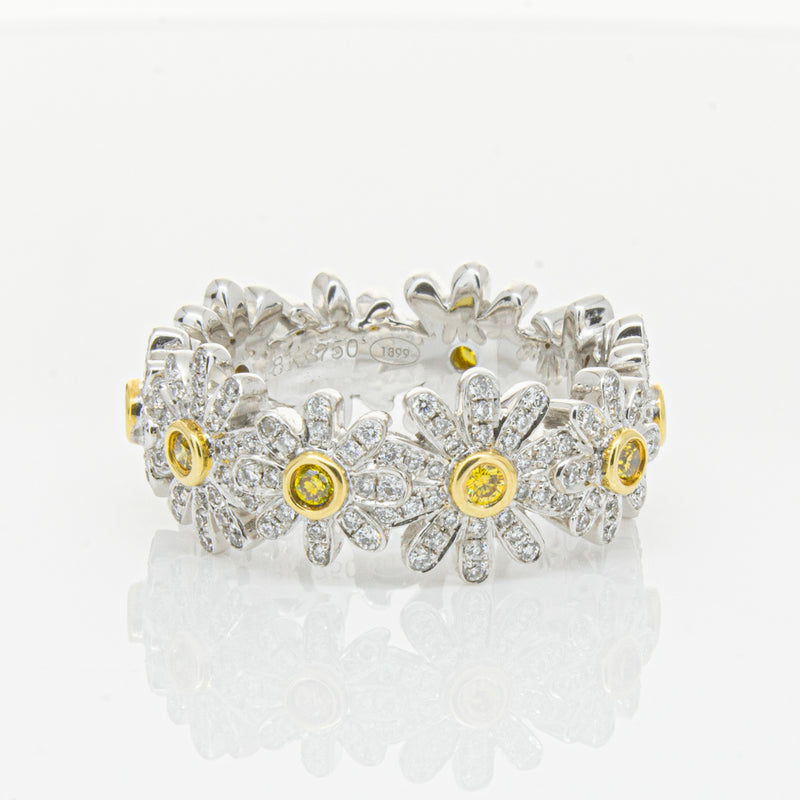 18ct White Gold Diamond Daisy Ring-Ring-Walker & Hall