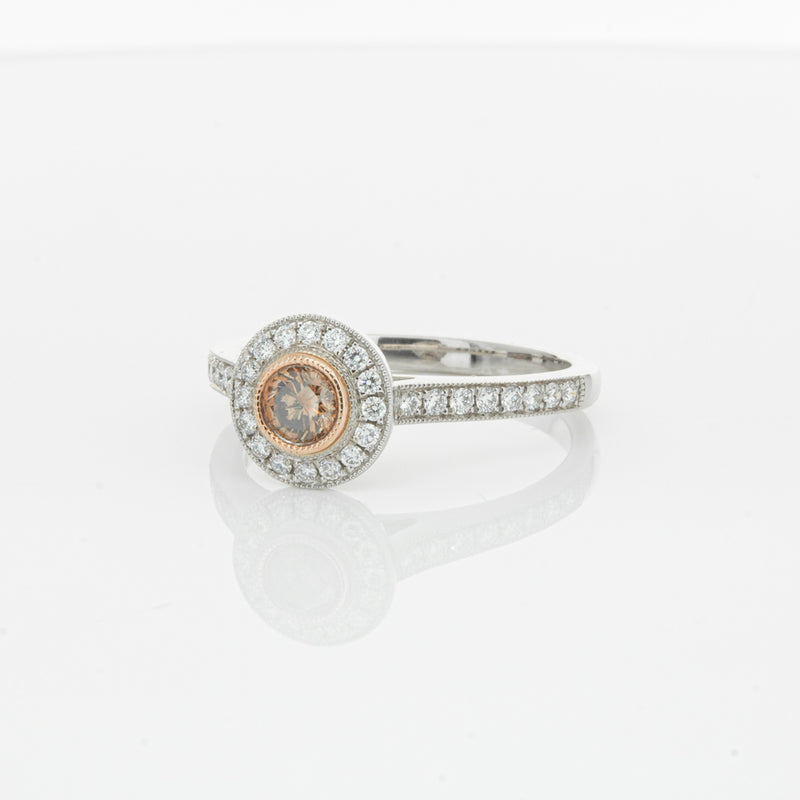18ct White Gold .22ct Champagne Diamond Ring-Ring-Walker & Hall