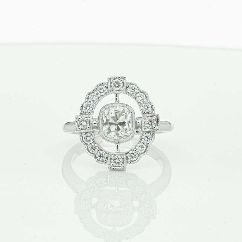 18ct White Gold Diamond Halo Ring-Ring-Walker & Hall