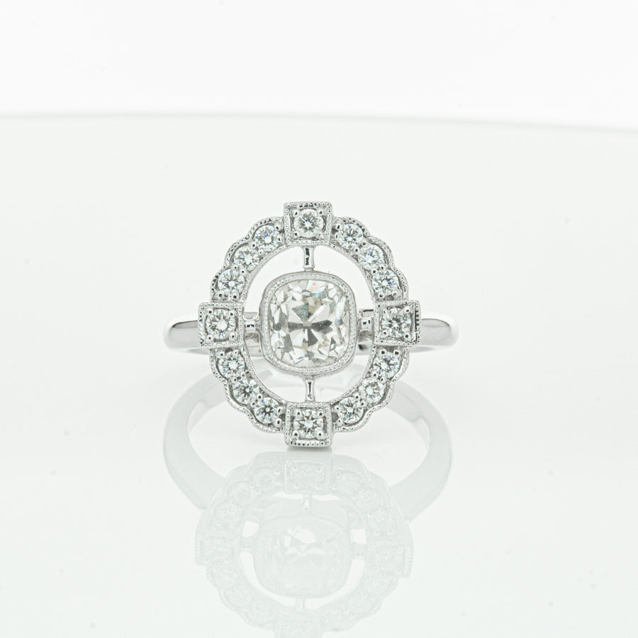 18ct White Gold Diamond Halo Ring-Ring-Walker & Hall