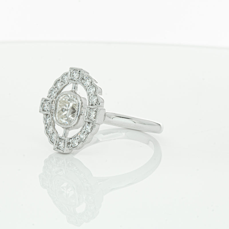 18ct White Gold Diamond Halo Ring-Ring-Walker & Hall