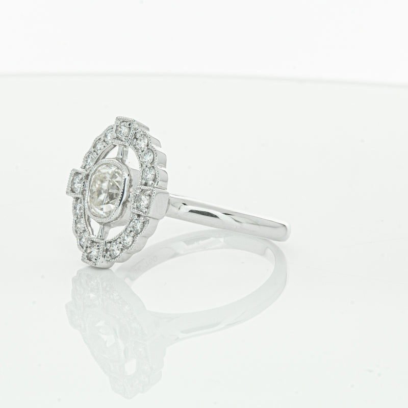 18ct White Gold Diamond Halo Ring-Ring-Walker & Hall