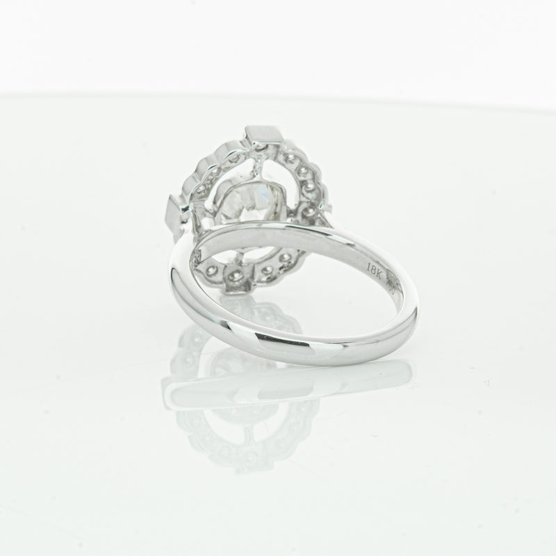 18ct White Gold Diamond Halo Ring-Ring-Walker & Hall