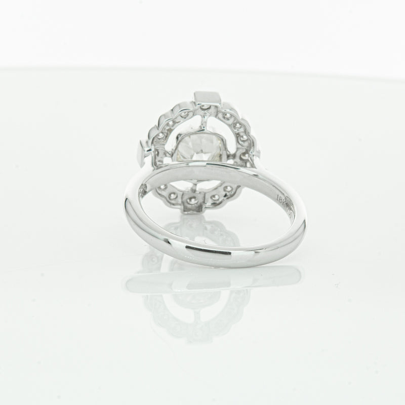 18ct White Gold Diamond Halo Ring-Ring-Walker & Hall