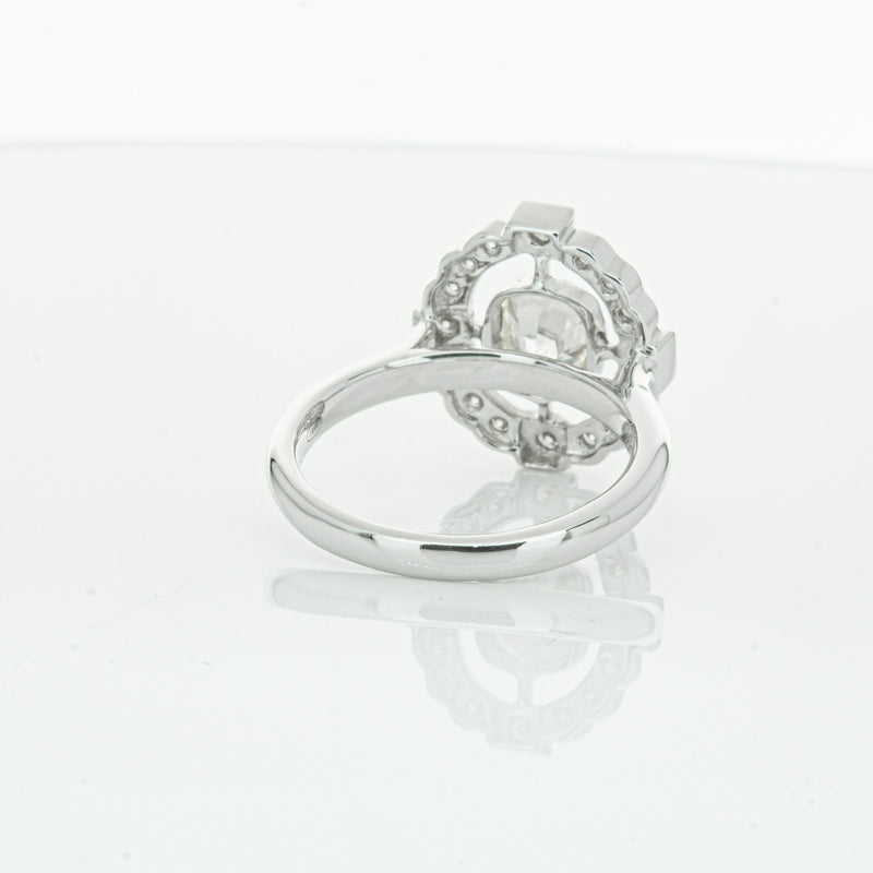 18ct White Gold Diamond Halo Ring-Ring-Walker & Hall