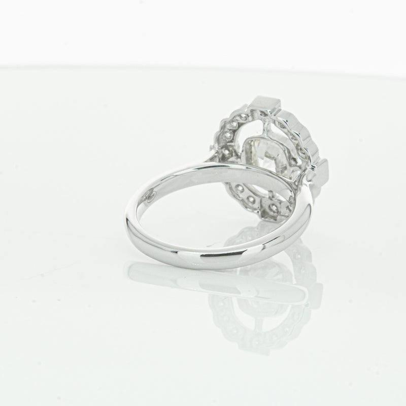 18ct White Gold Diamond Halo Ring-Ring-Walker & Hall