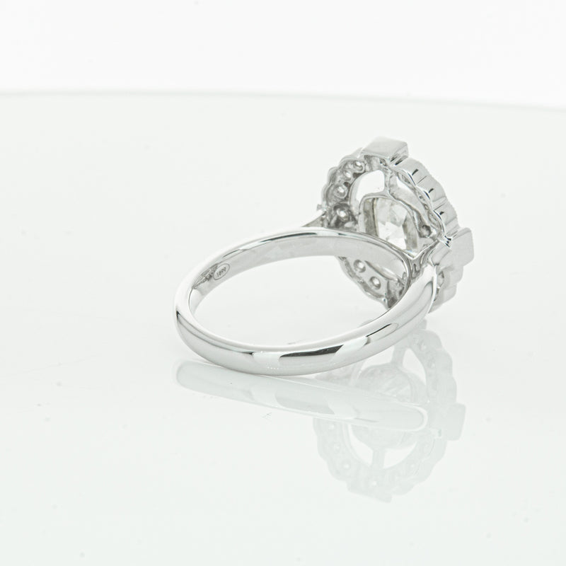 18ct White Gold Diamond Halo Ring-Ring-Walker & Hall