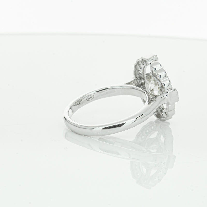 18ct White Gold Diamond Halo Ring-Ring-Walker & Hall