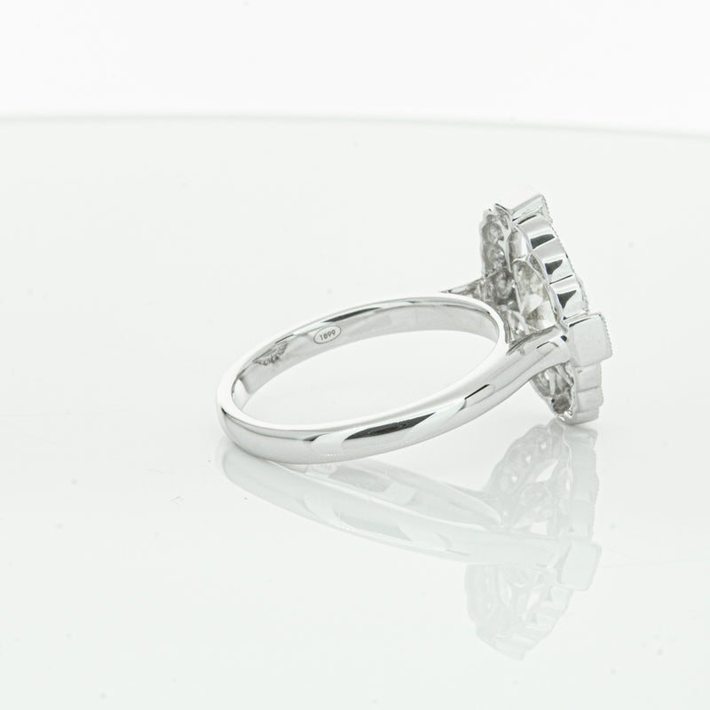 18ct White Gold Diamond Halo Ring-Ring-Walker & Hall