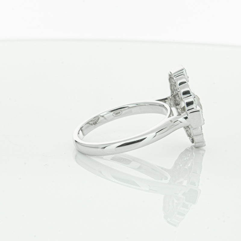 18ct White Gold Diamond Halo Ring-Ring-Walker & Hall