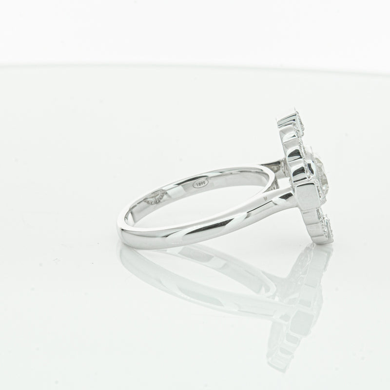 18ct White Gold Diamond Halo Ring-Ring-Walker & Hall