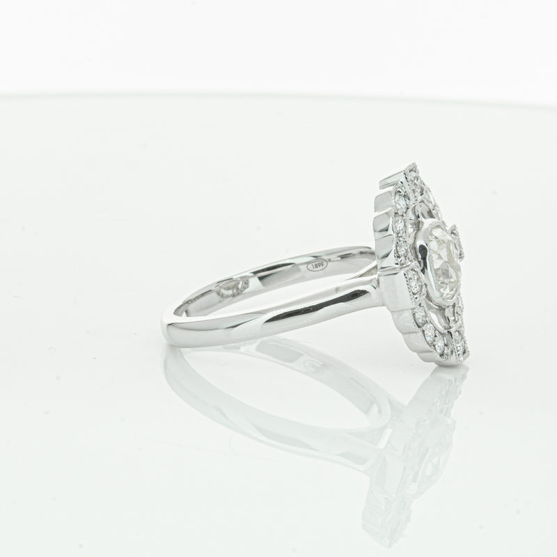 18ct White Gold Diamond Halo Ring-Ring-Walker & Hall