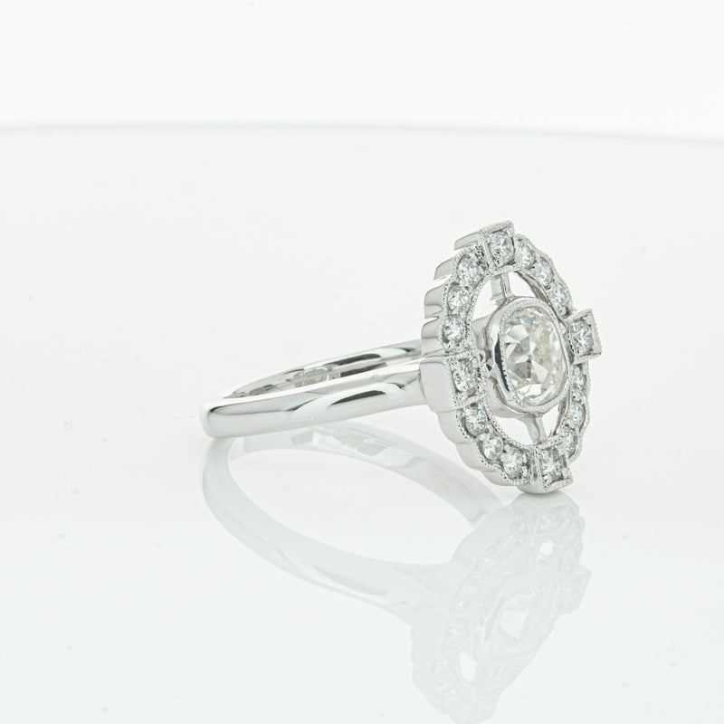 18ct White Gold Diamond Halo Ring-Ring-Walker & Hall