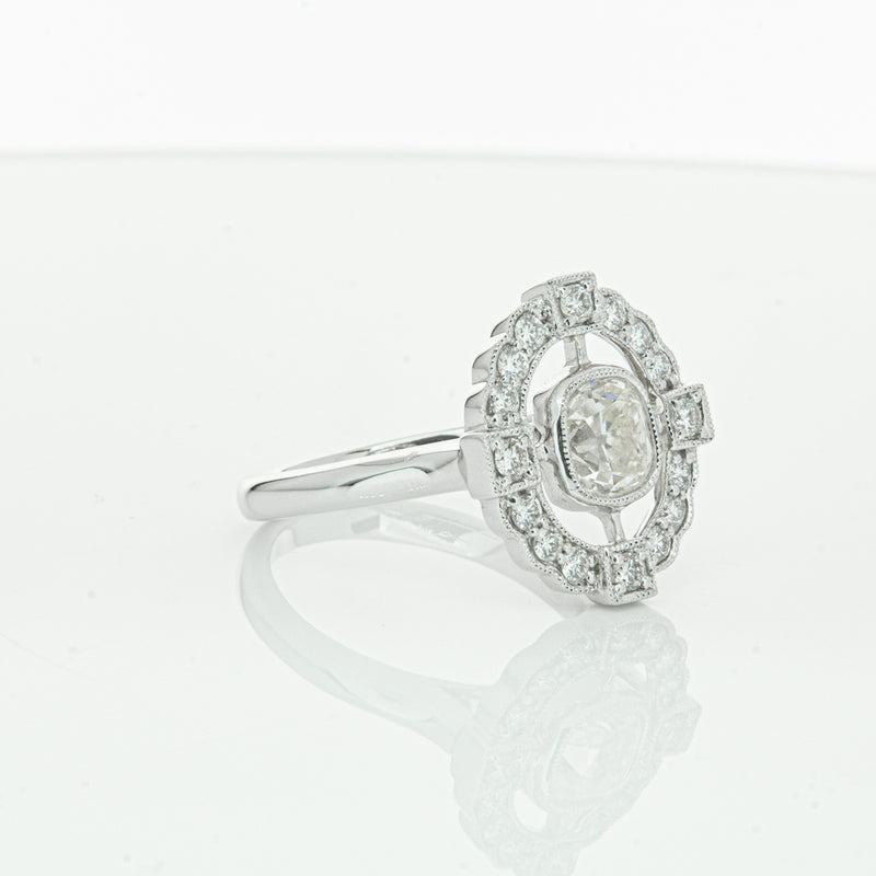 18ct White Gold Diamond Halo Ring-Ring-Walker & Hall