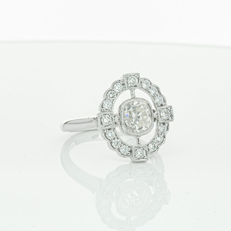 18ct White Gold Diamond Halo Ring-Ring-Walker & Hall