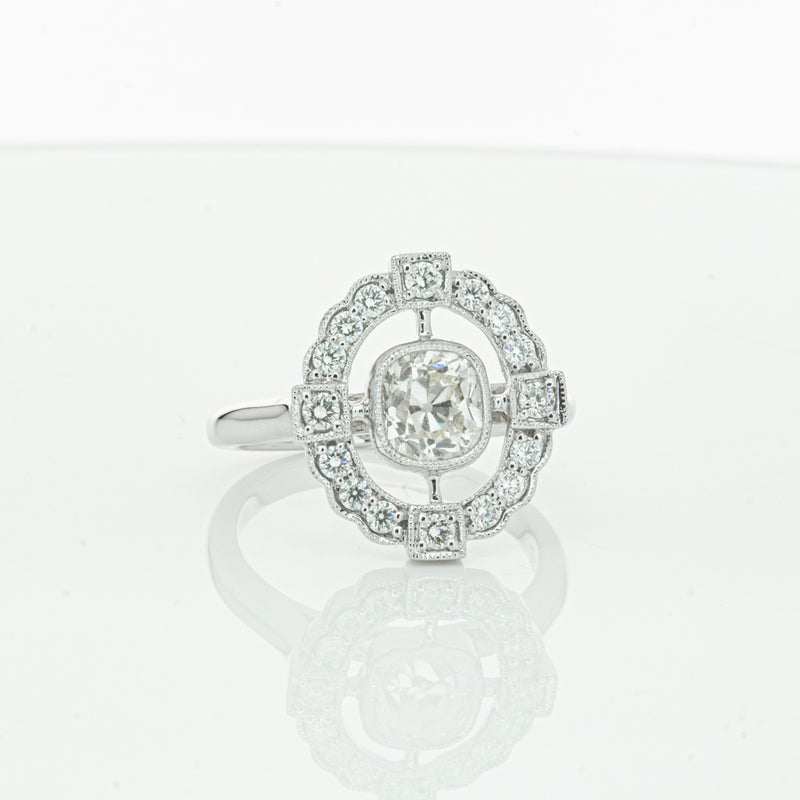 18ct White Gold Diamond Halo Ring-Ring-Walker & Hall