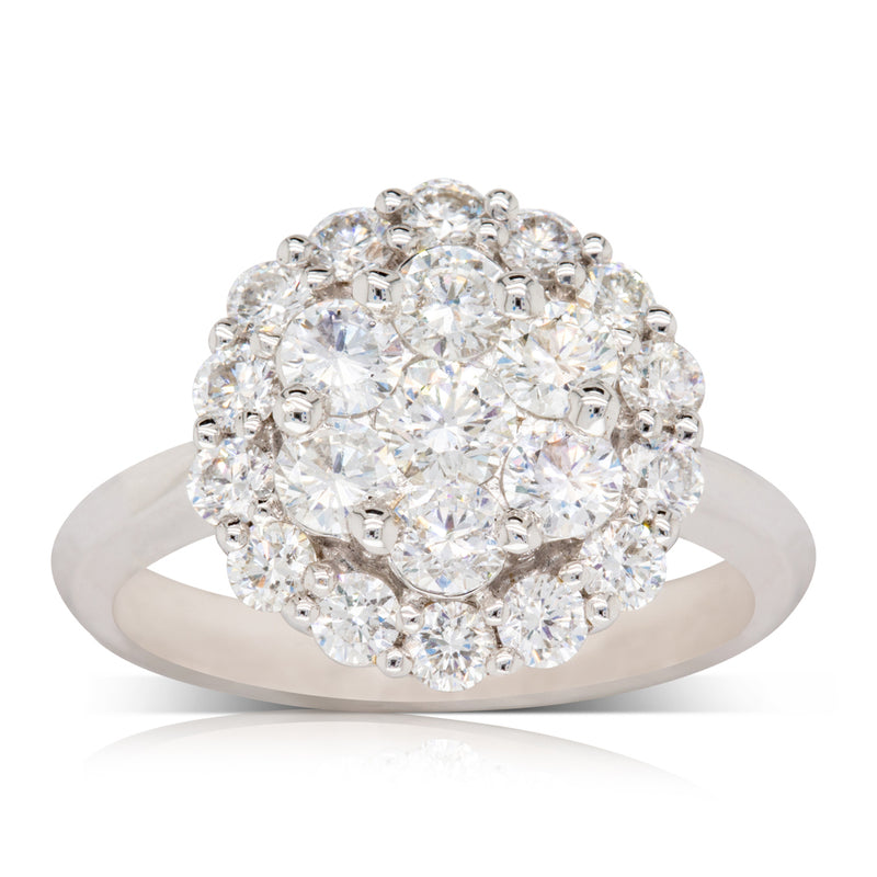 18ct White Gold Diamond Cluster Ring-Ring-Walker & Hall