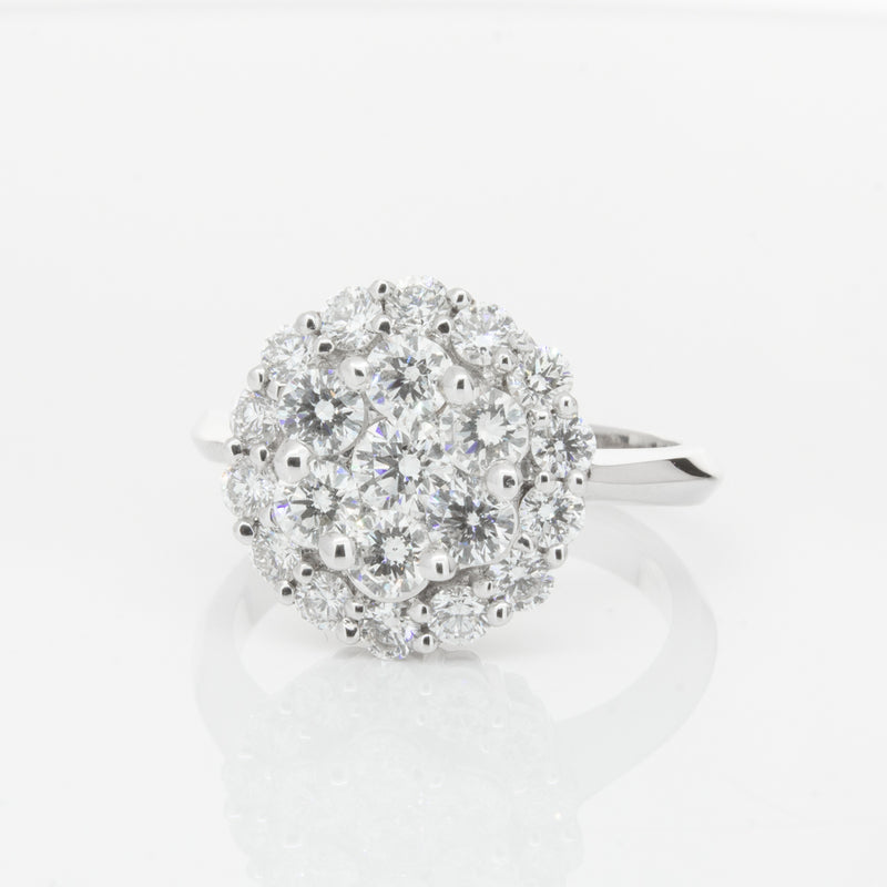 18ct White Gold Diamond Cluster Ring-Ring-Walker & Hall