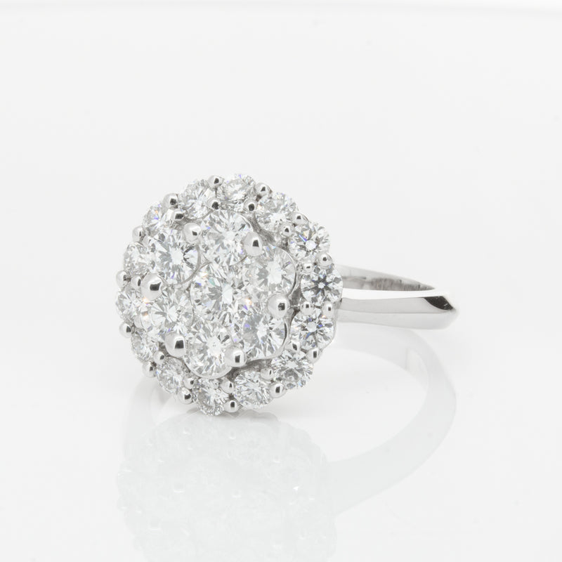 18ct White Gold Diamond Cluster Ring-Ring-Walker & Hall