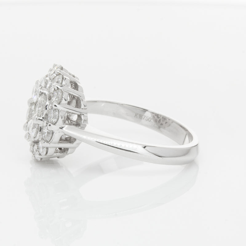 18ct White Gold Diamond Cluster Ring-Ring-Walker & Hall