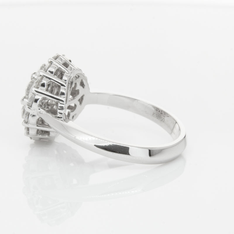 18ct White Gold Diamond Cluster Ring-Ring-Walker & Hall