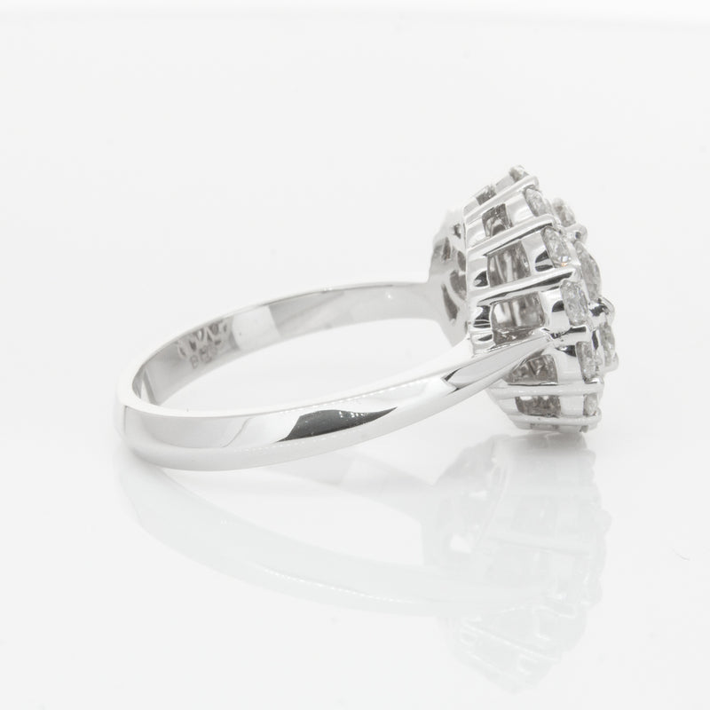 18ct White Gold Diamond Cluster Ring-Ring-Walker & Hall