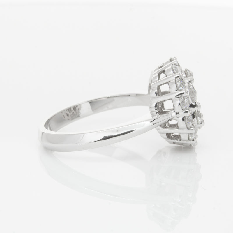 18ct White Gold Diamond Cluster Ring-Ring-Walker & Hall