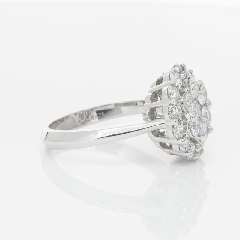 18ct White Gold Diamond Cluster Ring-Ring-Walker & Hall