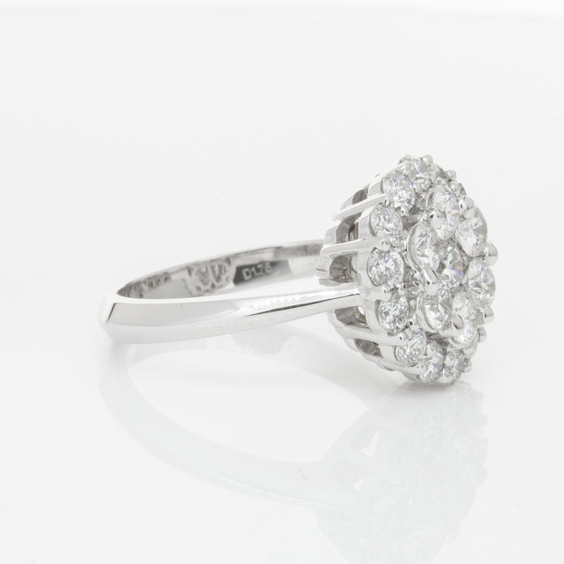 18ct White Gold Diamond Cluster Ring-Ring-Walker & Hall