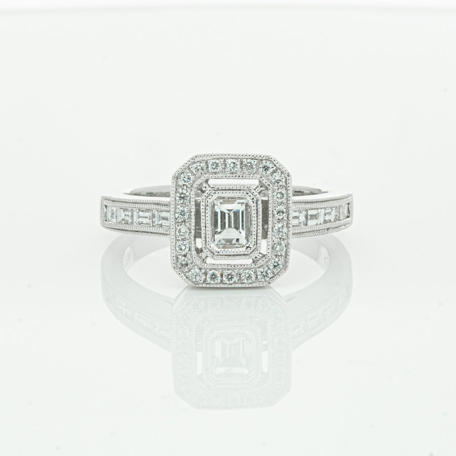 18ct White Gold Diamond Baguette Cut Ring-Ring-Walker & Hall