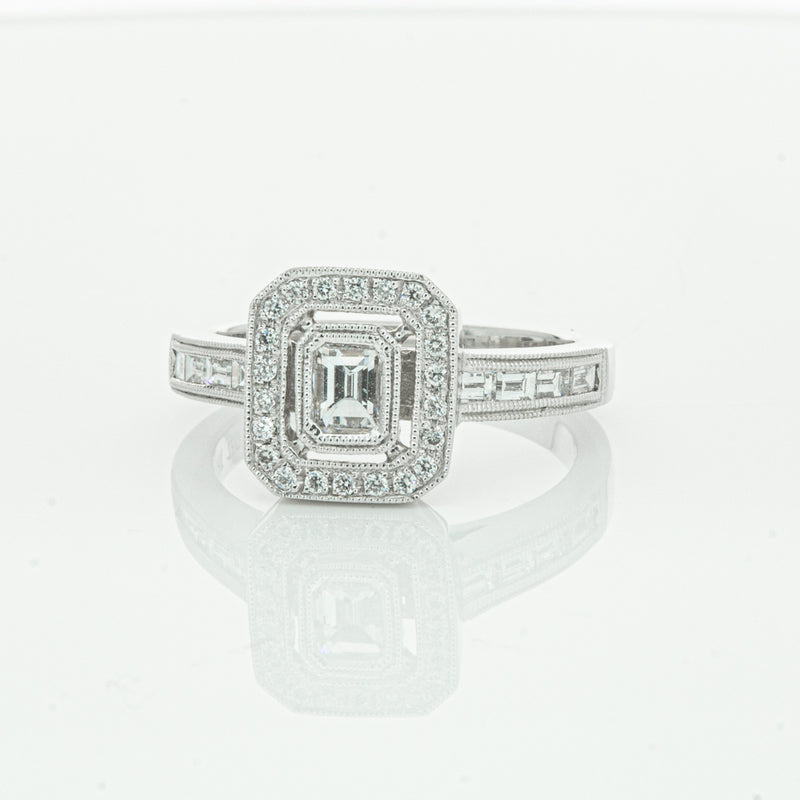 18ct White Gold Diamond Baguette Cut Ring-Ring-Walker & Hall