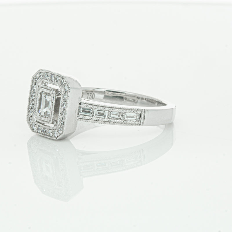 18ct White Gold Diamond Baguette Cut Ring-Ring-Walker & Hall