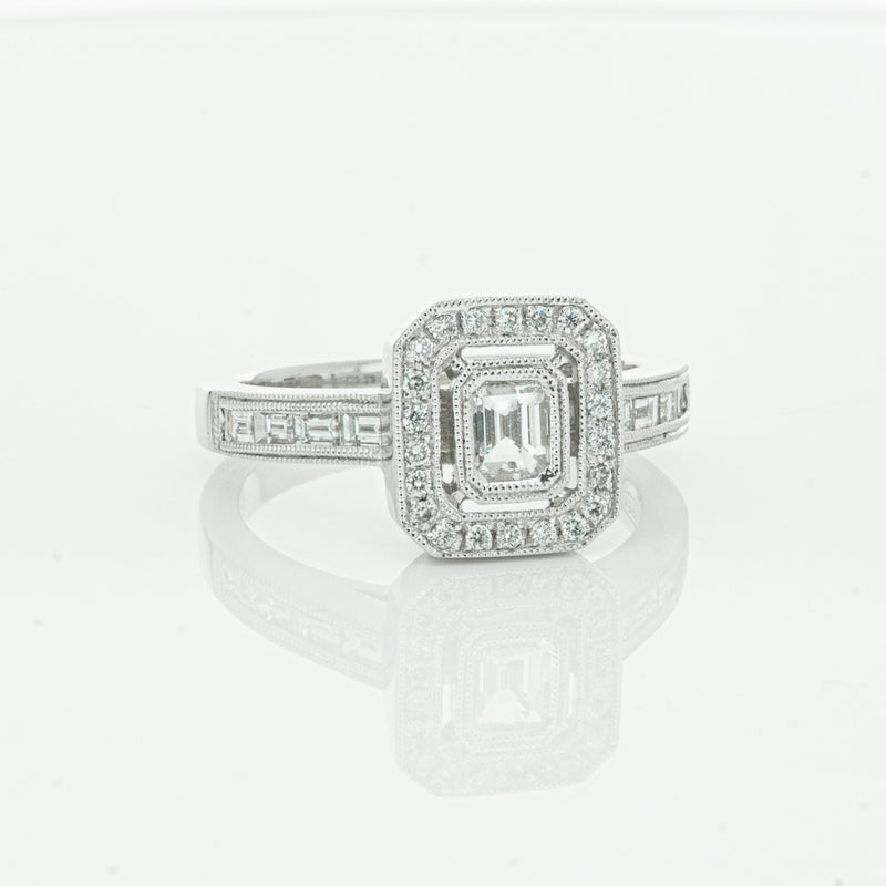 18ct White Gold Diamond Baguette Cut Ring-Ring-Walker & Hall