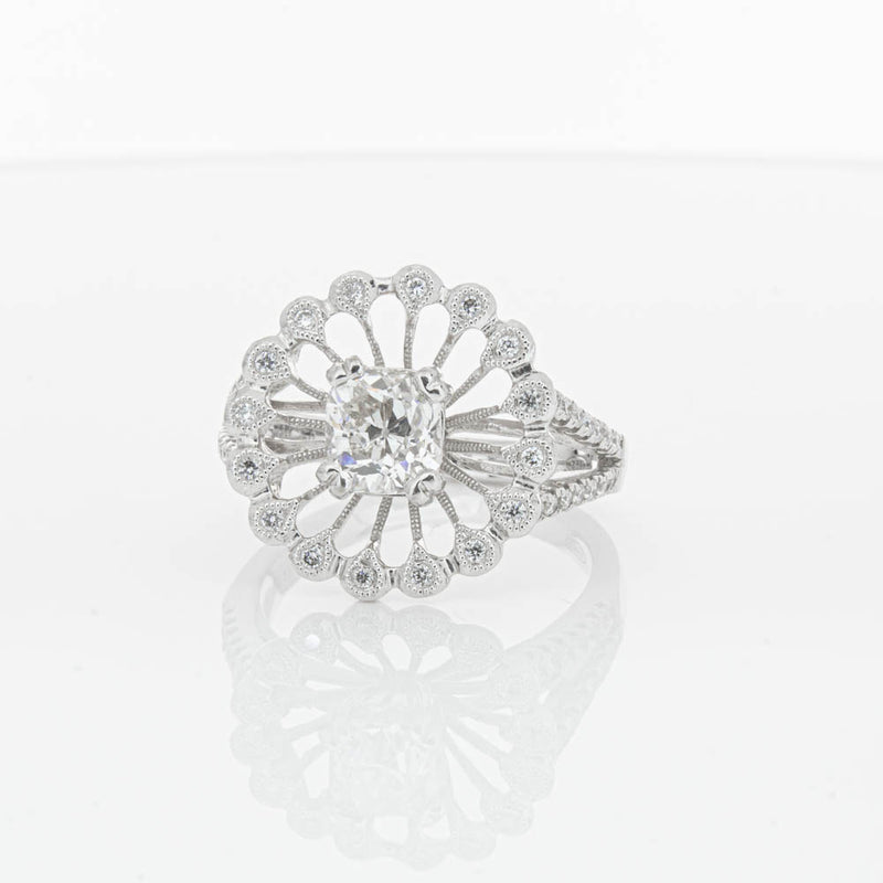 18ct White Gold Cushion Cut Diamond Ring-Ring-Walker & Hall