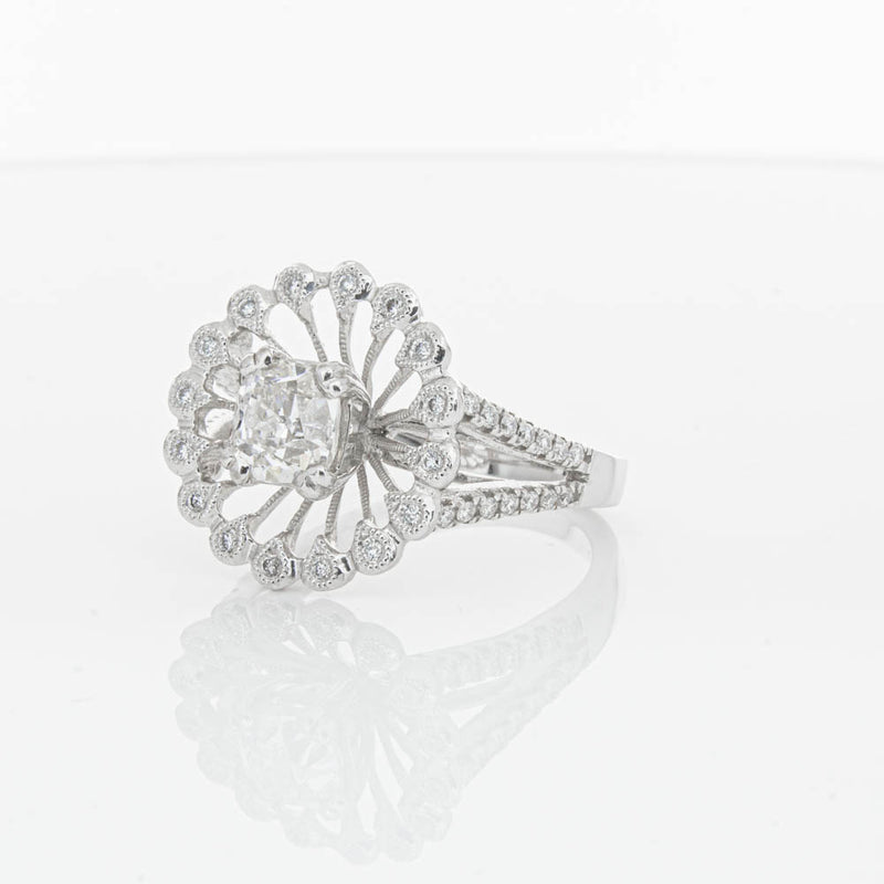 18ct White Gold Cushion Cut Diamond Ring-Ring-Walker & Hall