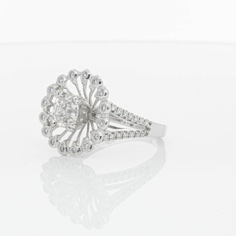 18ct White Gold Cushion Cut Diamond Ring-Ring-Walker & Hall