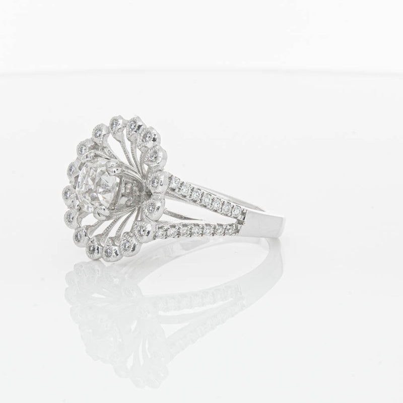 18ct White Gold Cushion Cut Diamond Ring-Ring-Walker & Hall