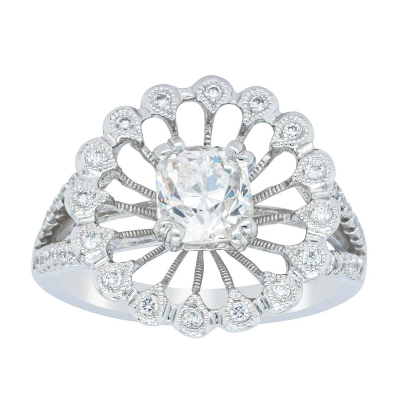 18ct White Gold Cushion Cut Diamond Ring-Ring-Walker & Hall