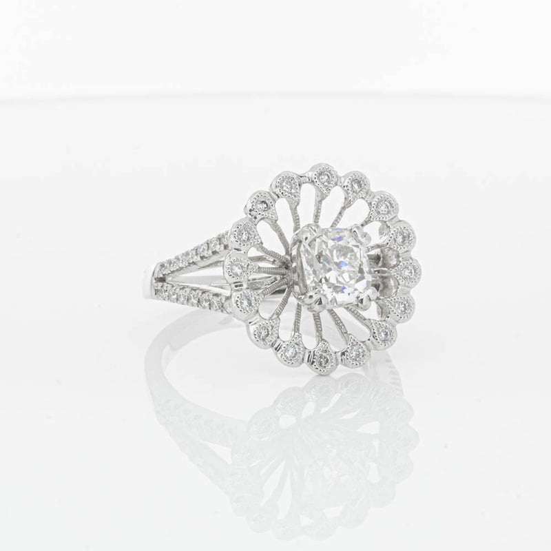 18ct White Gold Cushion Cut Diamond Ring-Ring-Walker & Hall