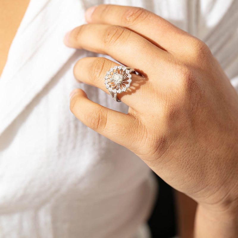 18ct White Gold Cushion Cut Diamond Ring-Ring-Walker & Hall