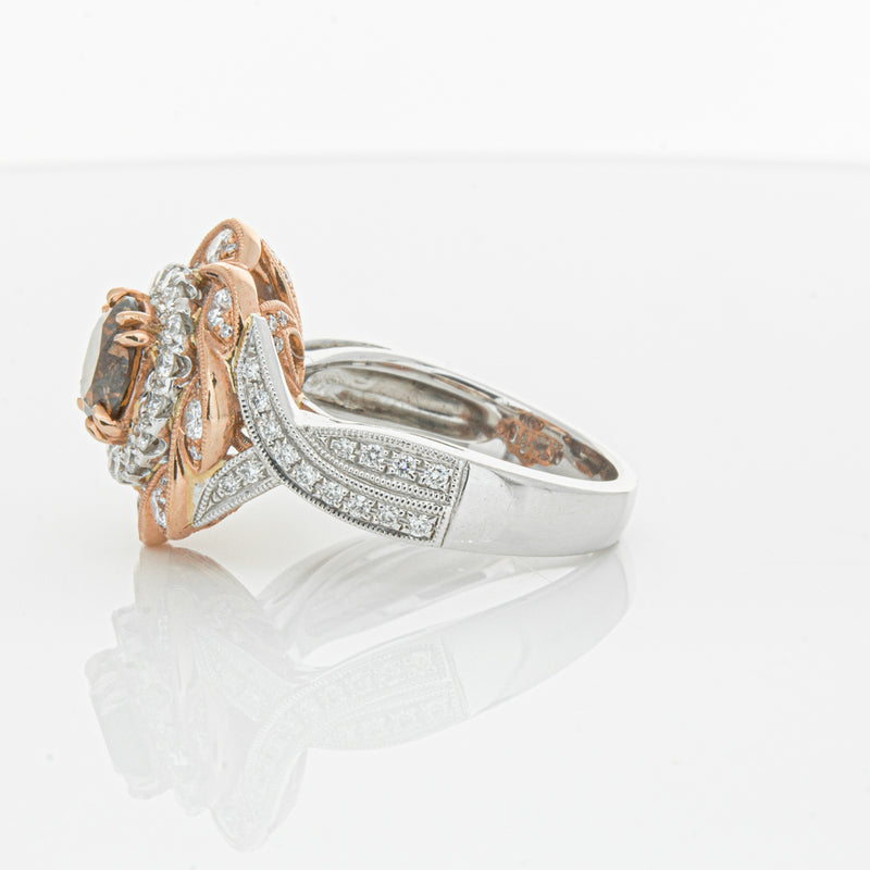 18ct White & Rose Gold Diamond Halo Ring-Ring-Walker & Hall