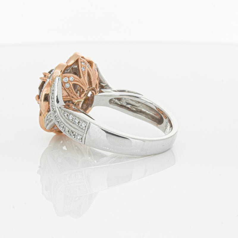 18ct White & Rose Gold Diamond Halo Ring-Ring-Walker & Hall