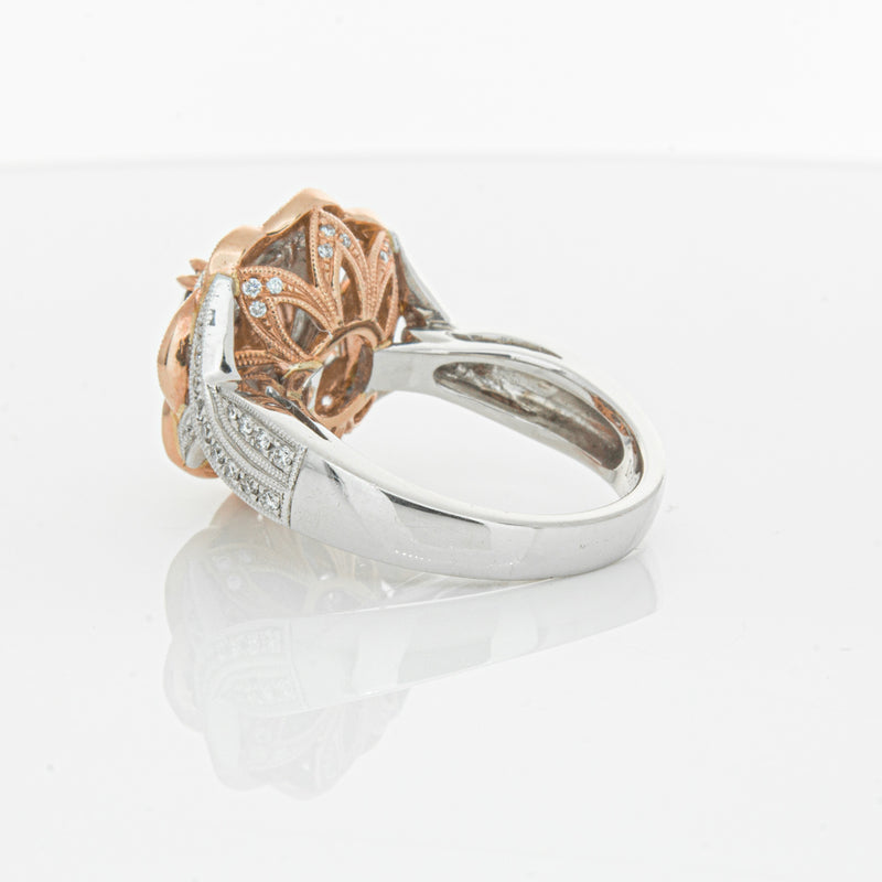 18ct White & Rose Gold Diamond Halo Ring-Ring-Walker & Hall