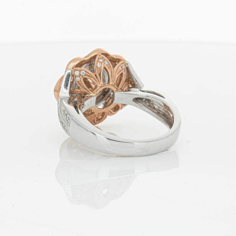 18ct White & Rose Gold Diamond Halo Ring-Ring-Walker & Hall