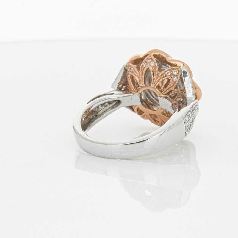 18ct White & Rose Gold Diamond Halo Ring-Ring-Walker & Hall