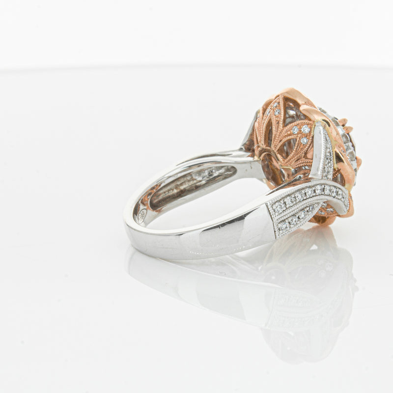 18ct White & Rose Gold Diamond Halo Ring-Ring-Walker & Hall