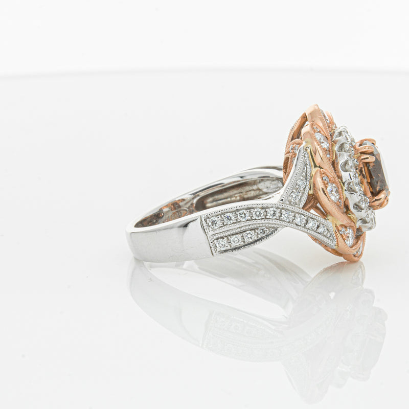 18ct White & Rose Gold Diamond Halo Ring-Ring-Walker & Hall