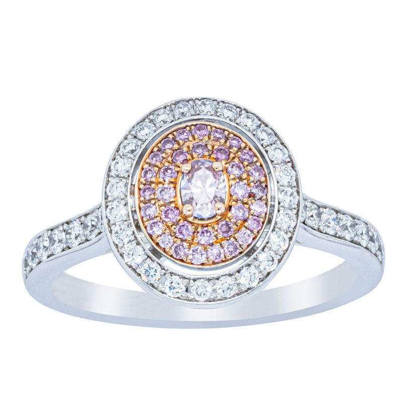 18ct White Gold Pink & White Diamond Ring-Ring-Walker & Hall