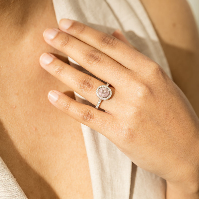 18ct White Gold Pink & White Diamond Ring-Ring-Walker & Hall