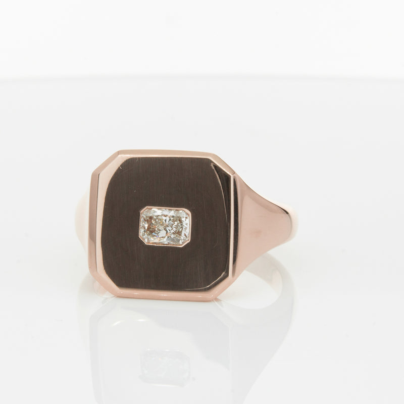 14ct Rose Gold Diamond Mens Signet Ring-Ring-Walker & Hall